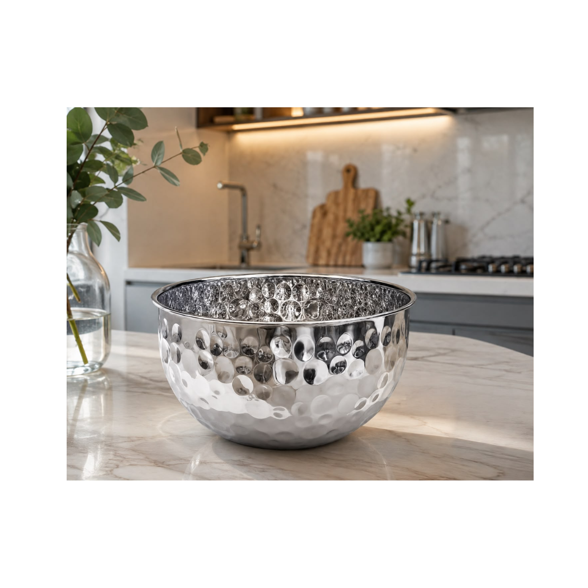 Bowl Decorativo em Aço Inox Martelado Prata 26 cm - Imagem 2