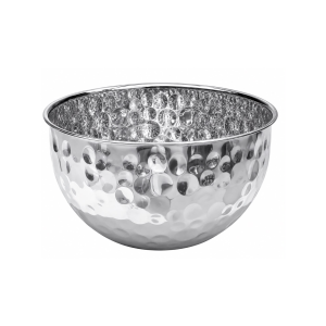 Bowl Decorativo em Aço Inox Martelado Prata 26 cm 