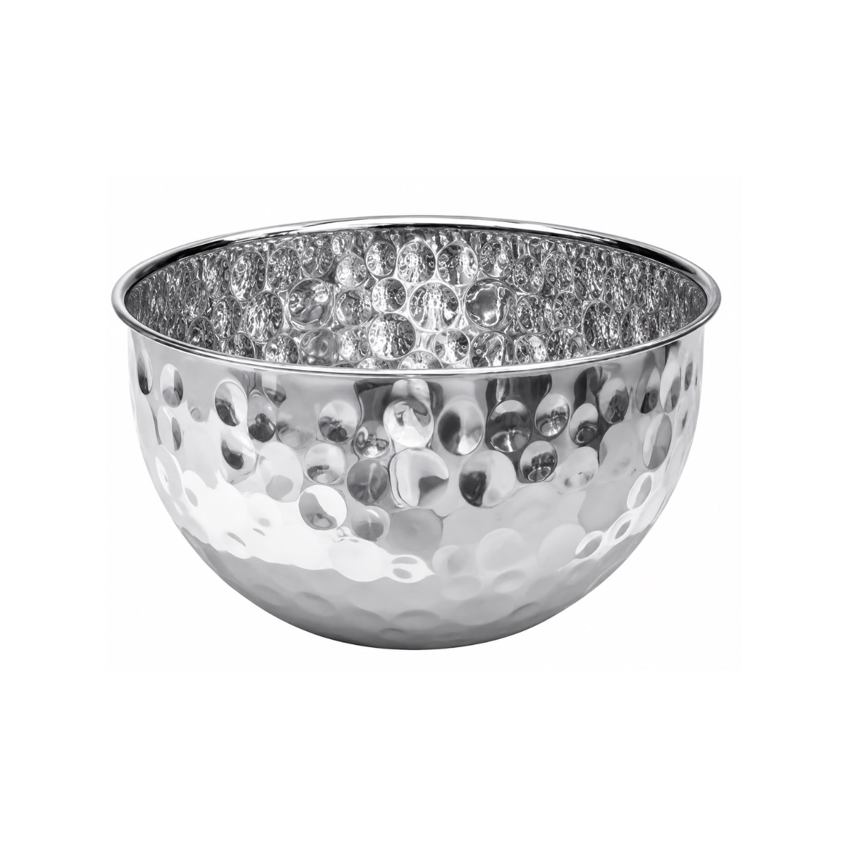 Bowl Decorativo em Aço Inox Martelado Prata 26 cm