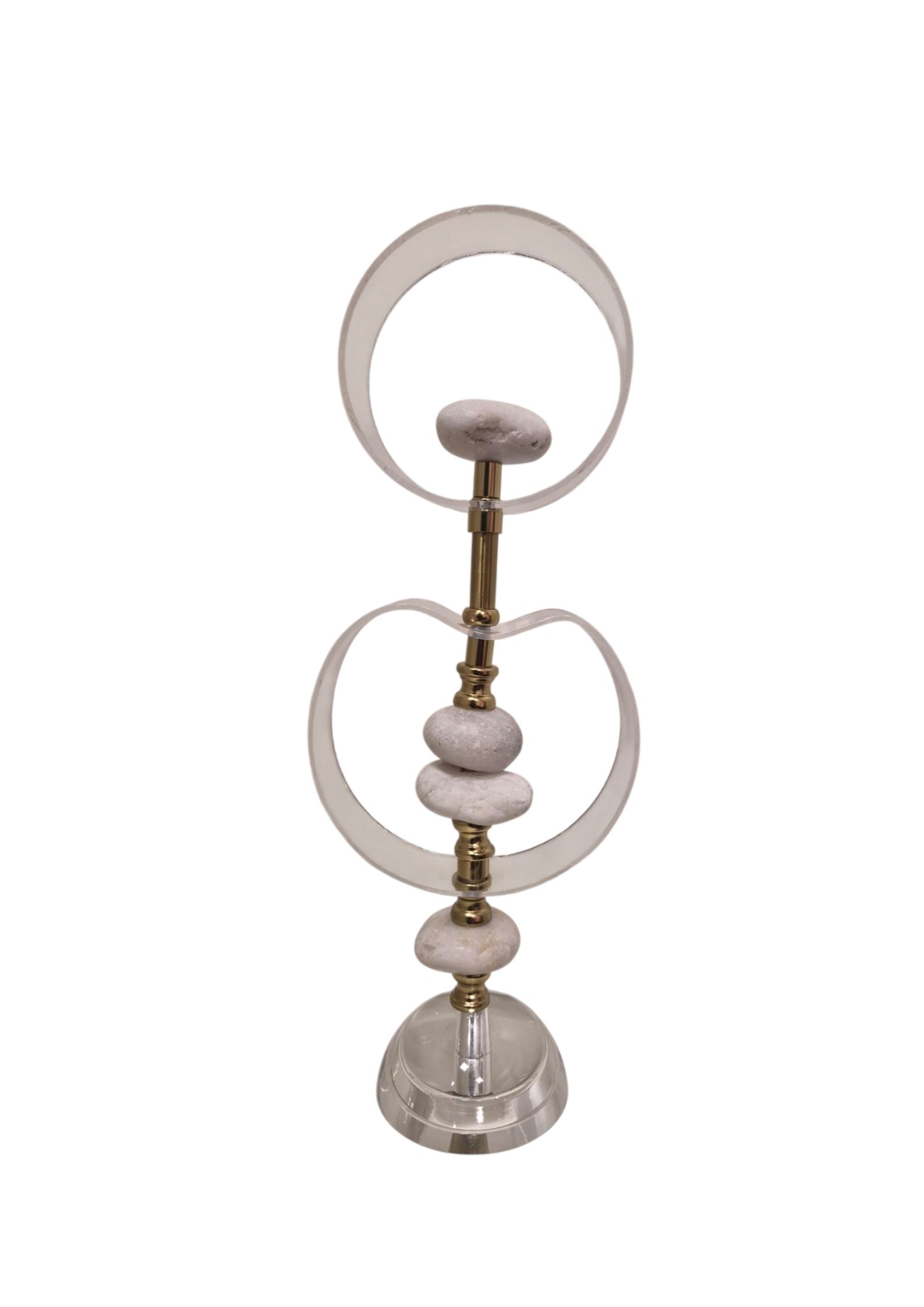 Escultura Decorativa Em Cristal Com Pedras e Acrílico - M