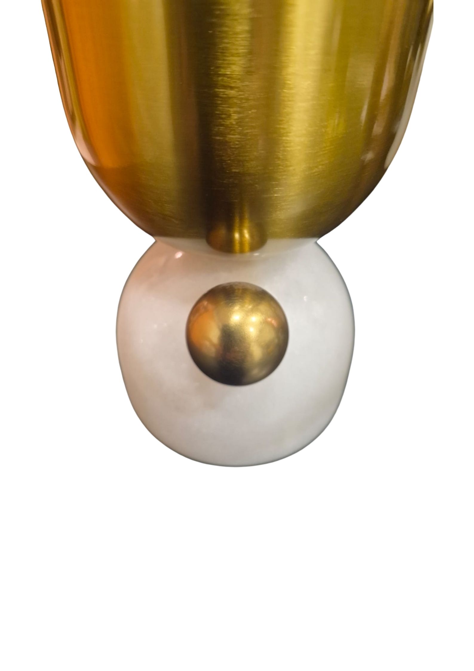 Vaso Decorativo em Mármore Branco e Metal Dourado P - Imagem 2
