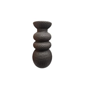 Vaso Decorativo Em Cerâmica Texturizada Preto G