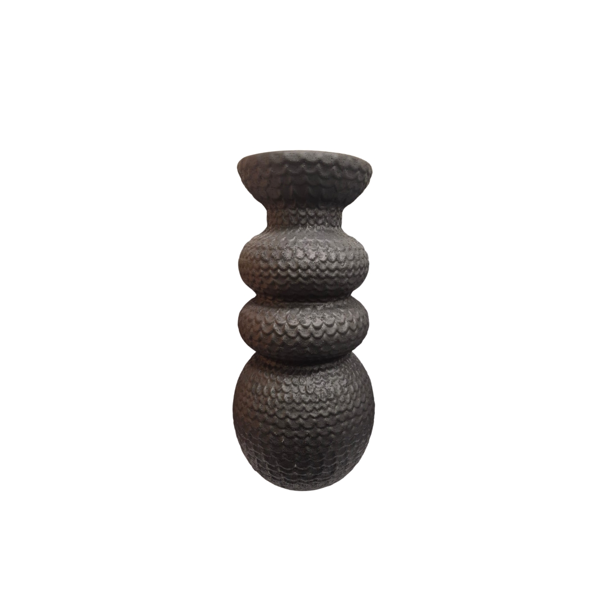 Vaso Decorativo Em Cerâmica Texturizada Preto G