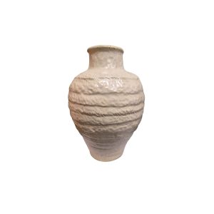 Vaso Decorativo em Cerâmica com Relevo Branco