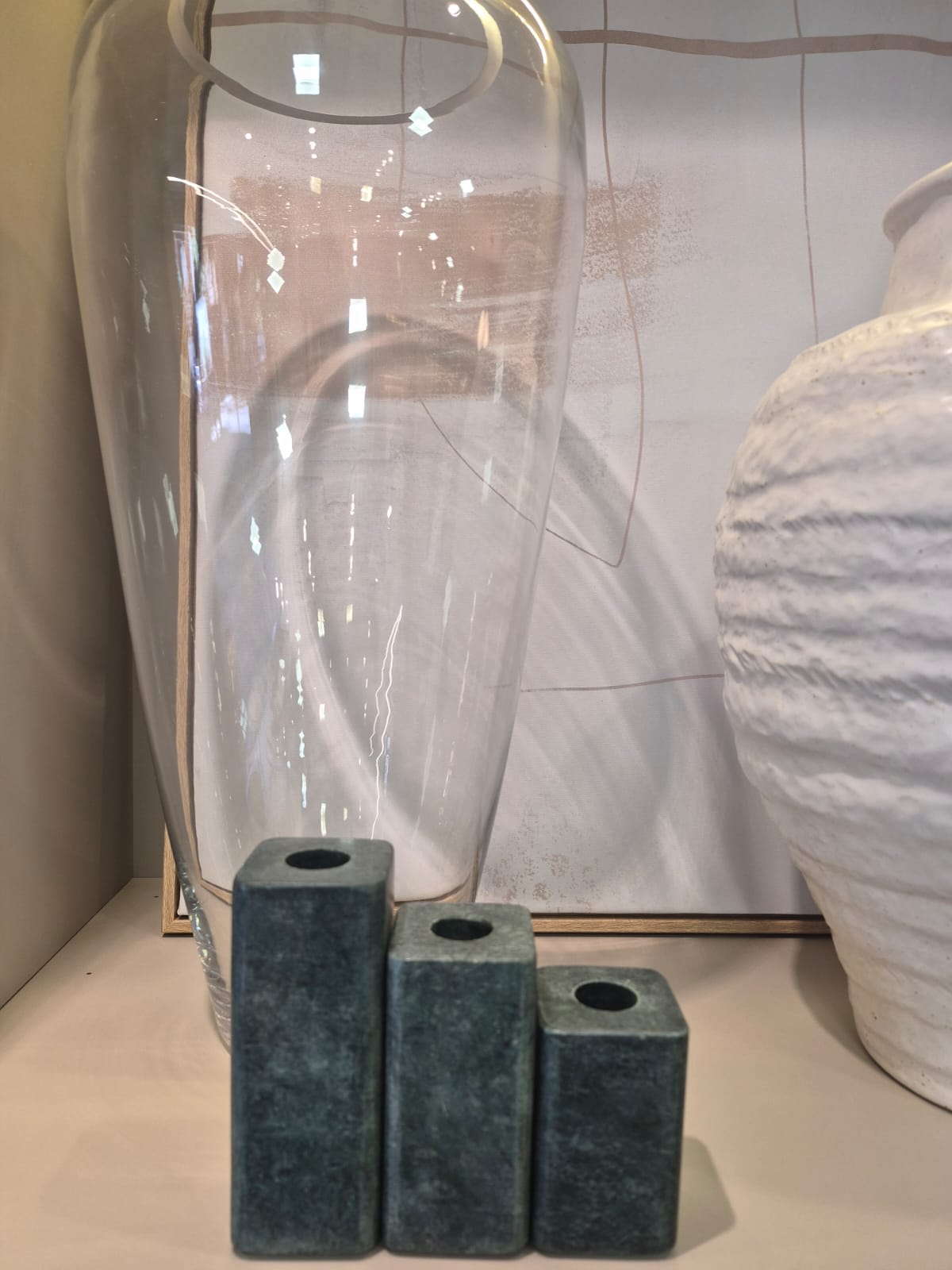 Conjunto 3 Porta-Velas Em Mármore Verde - Imagem 4