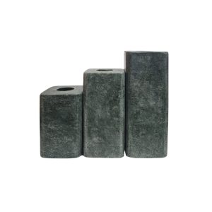 Conjunto 3 Porta-Velas Em Mármore Verde