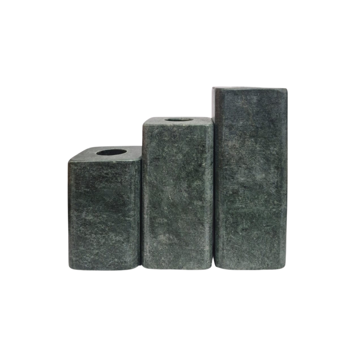 Conjunto 3 Porta-Velas Em Mármore Verde