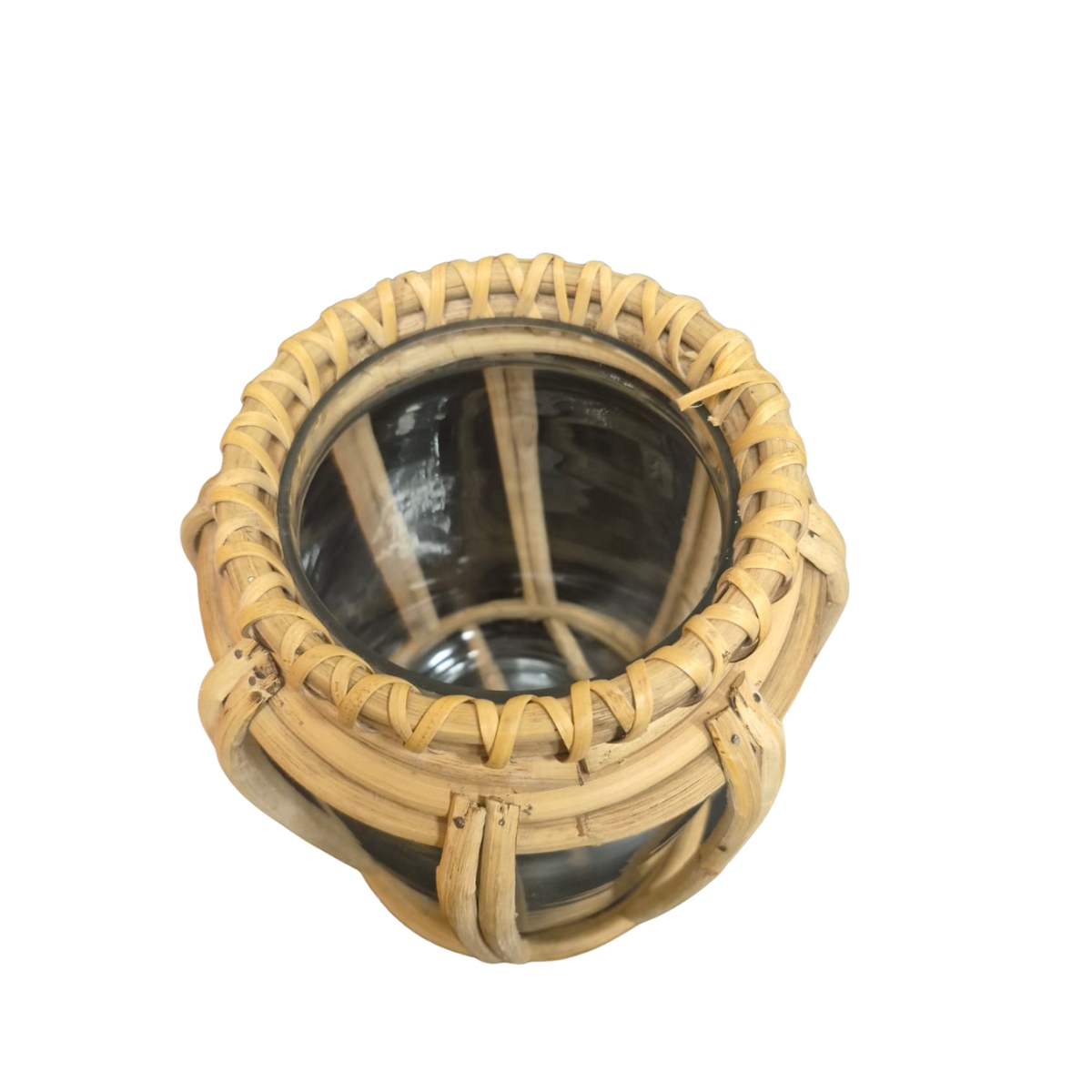 Castiçal em Vidro com Revestimento em Bambu Natural G - Imagem 2