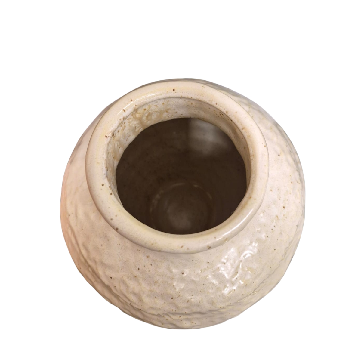 Vaso Decorativo em Cerâmica com Relevo Branco - Imagem 3