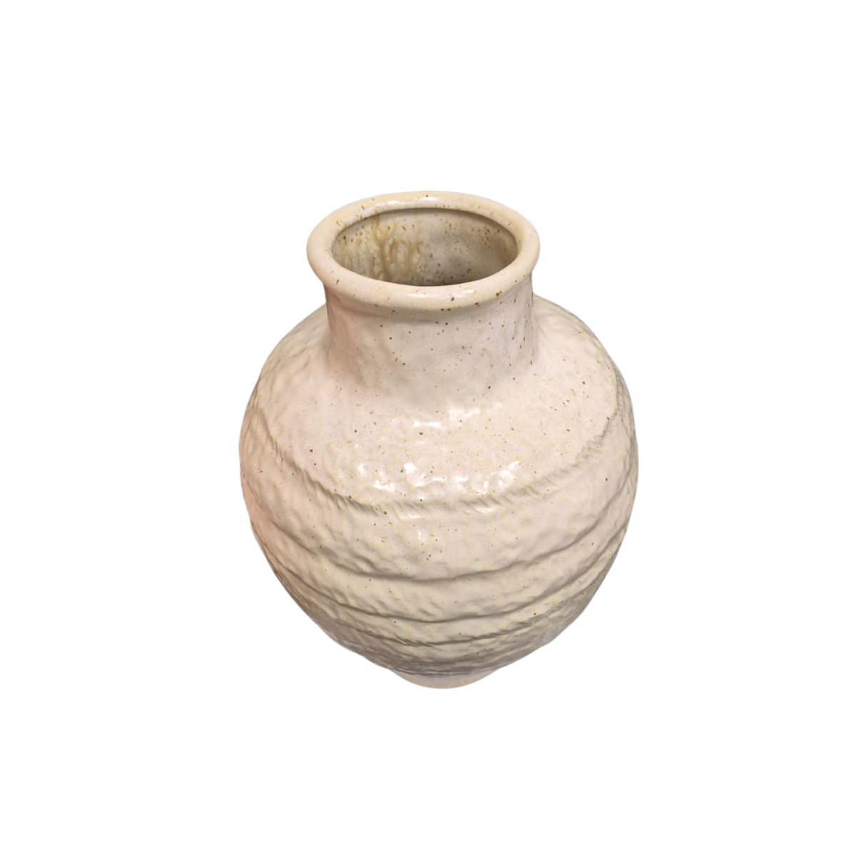 Vaso Decorativo em Cerâmica com Relevo Branco - Imagem 2