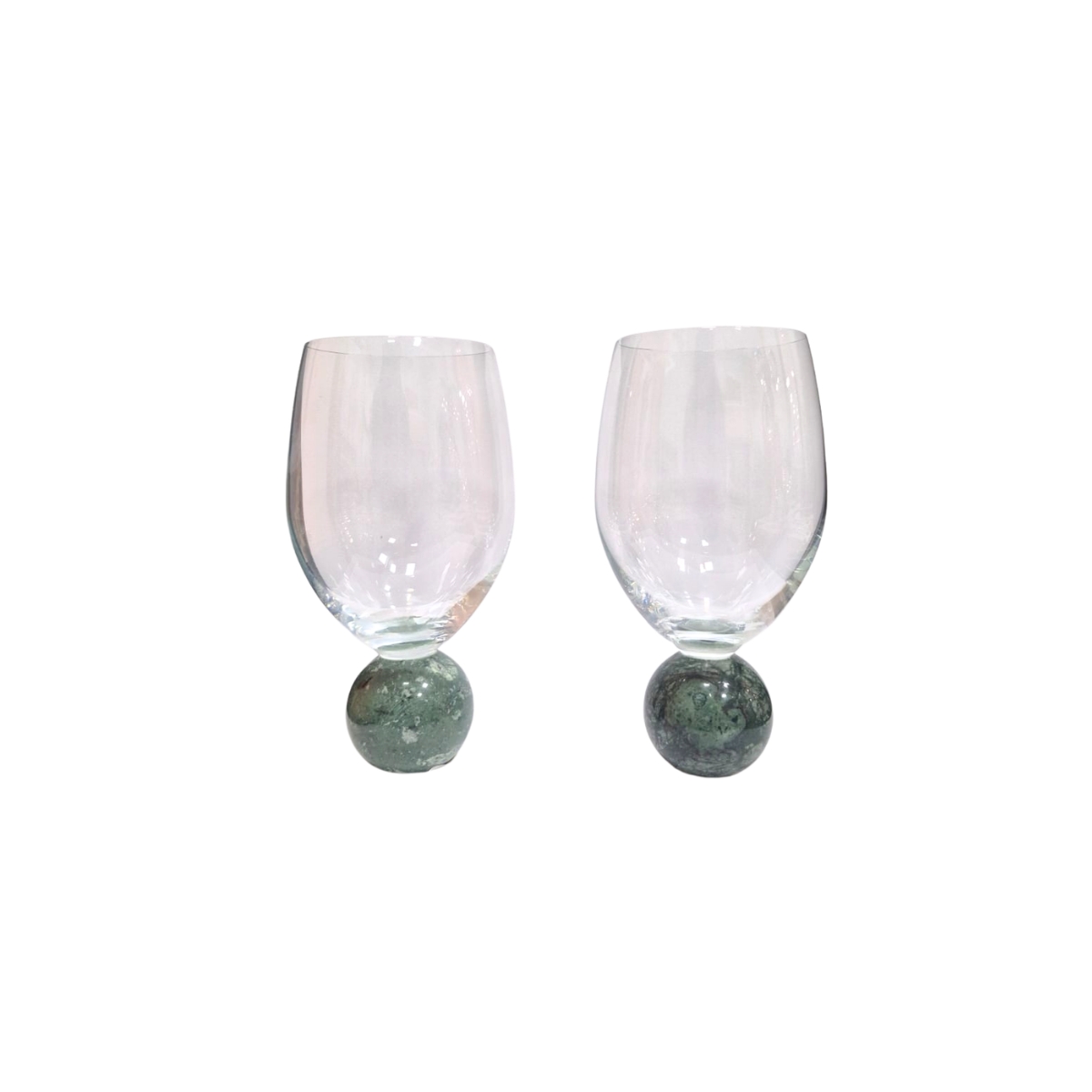 Jogo 2 Taças Para Vinho em Cristal e Mármore Verde