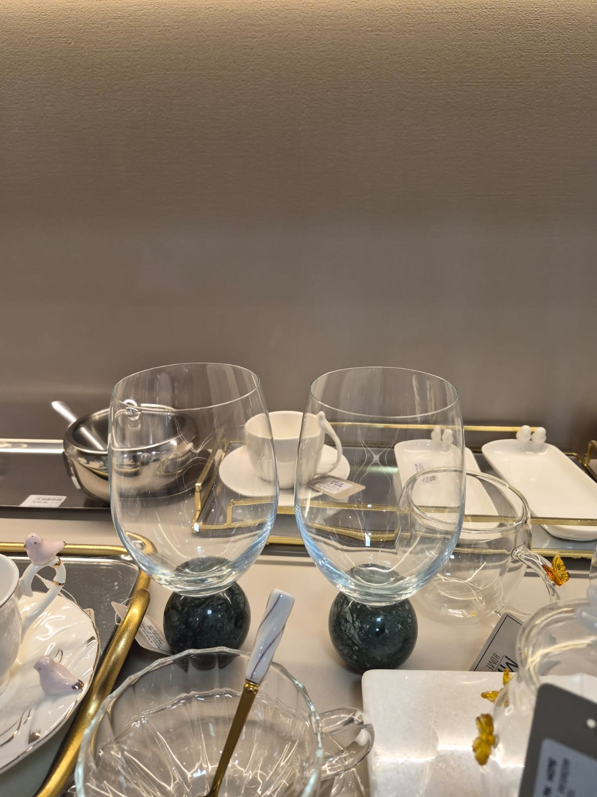 Jogo 2 Taças Para Vinho em Cristal e Mármore Verde - Imagem 4