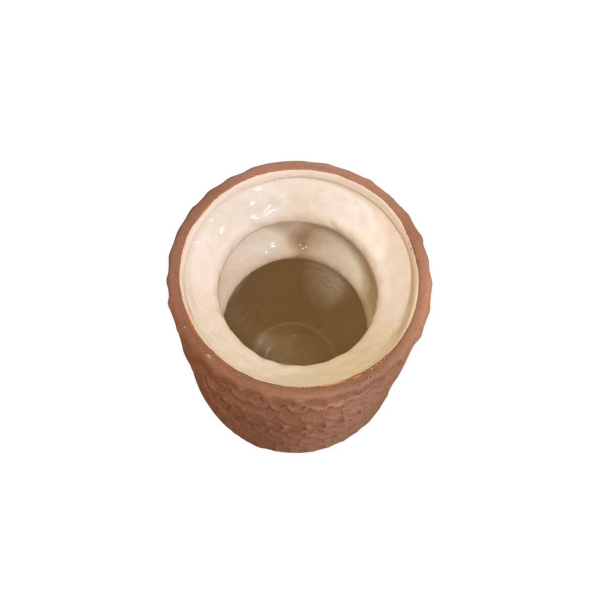 Vaso Decorativo em Cerâmica Texturizada Marrom M - Imagem 3