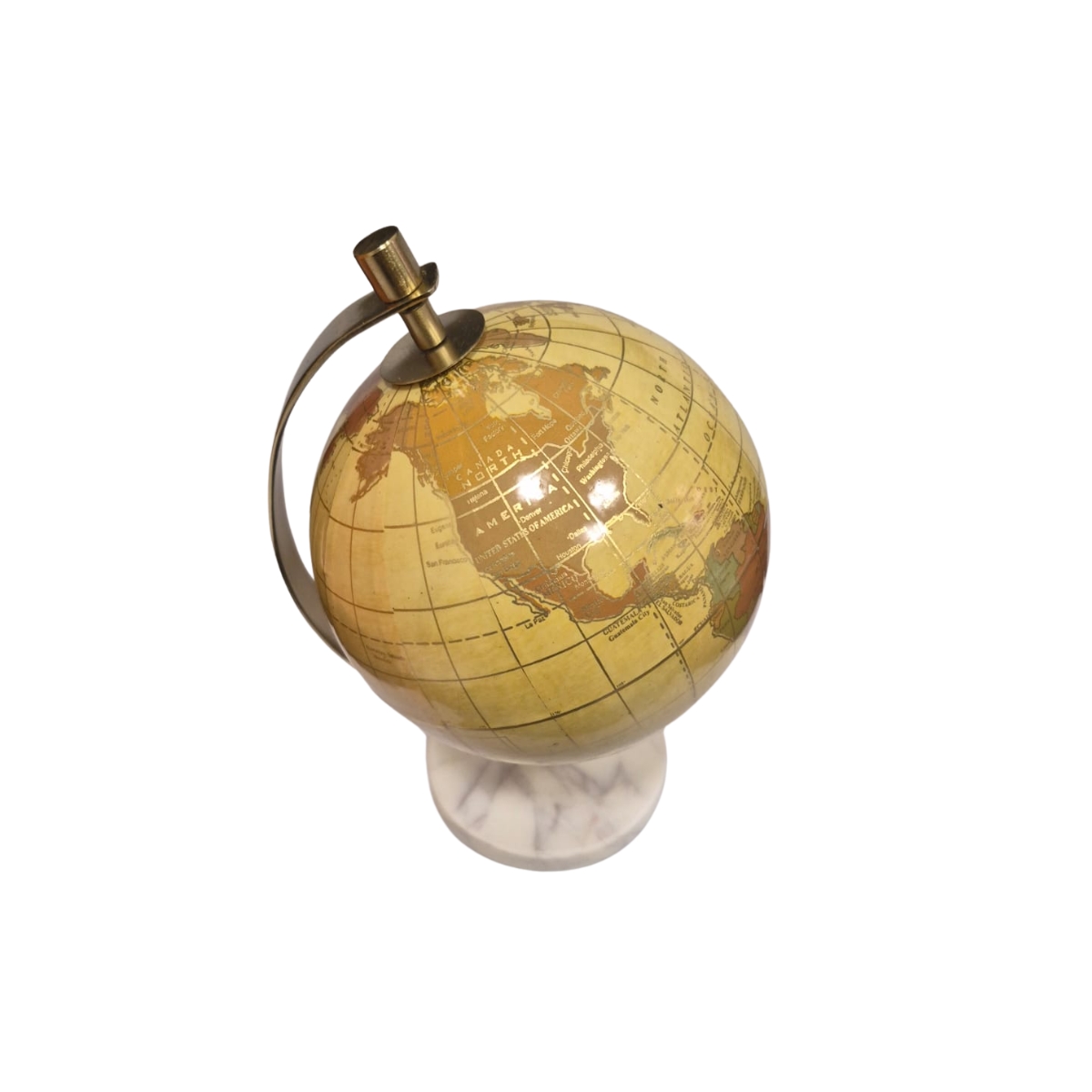 Globo Decorativo Em Metal Com Base de Mármore Branco - Imagem 2
