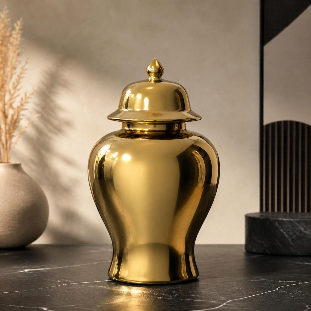 Potiche de Cerâmica Dourado G - Imagem 3
