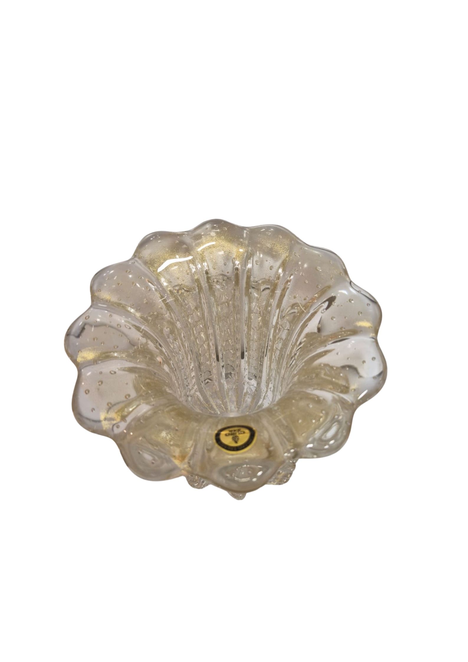 Vaso Decorativo em Murano Transparente com Ouro Pierre M - Imagem 3