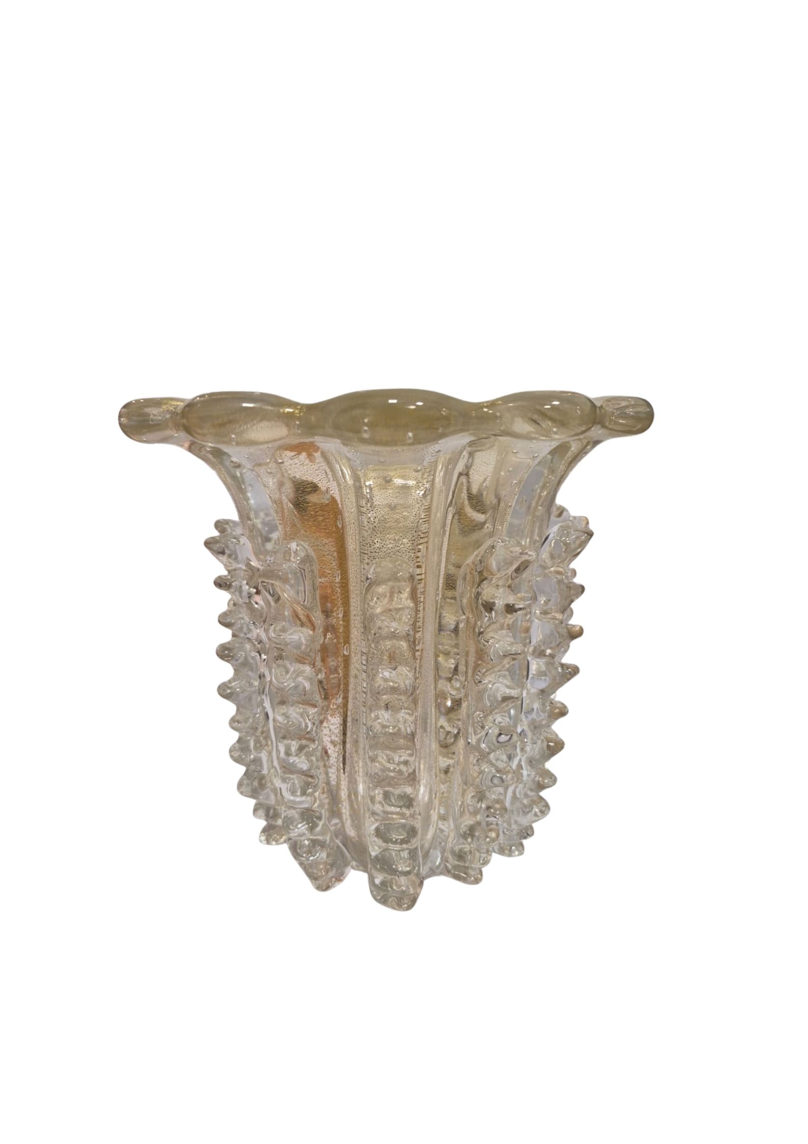 Vaso Decorativo em Murano Transparente com Ouro Pierre M - Imagem 2