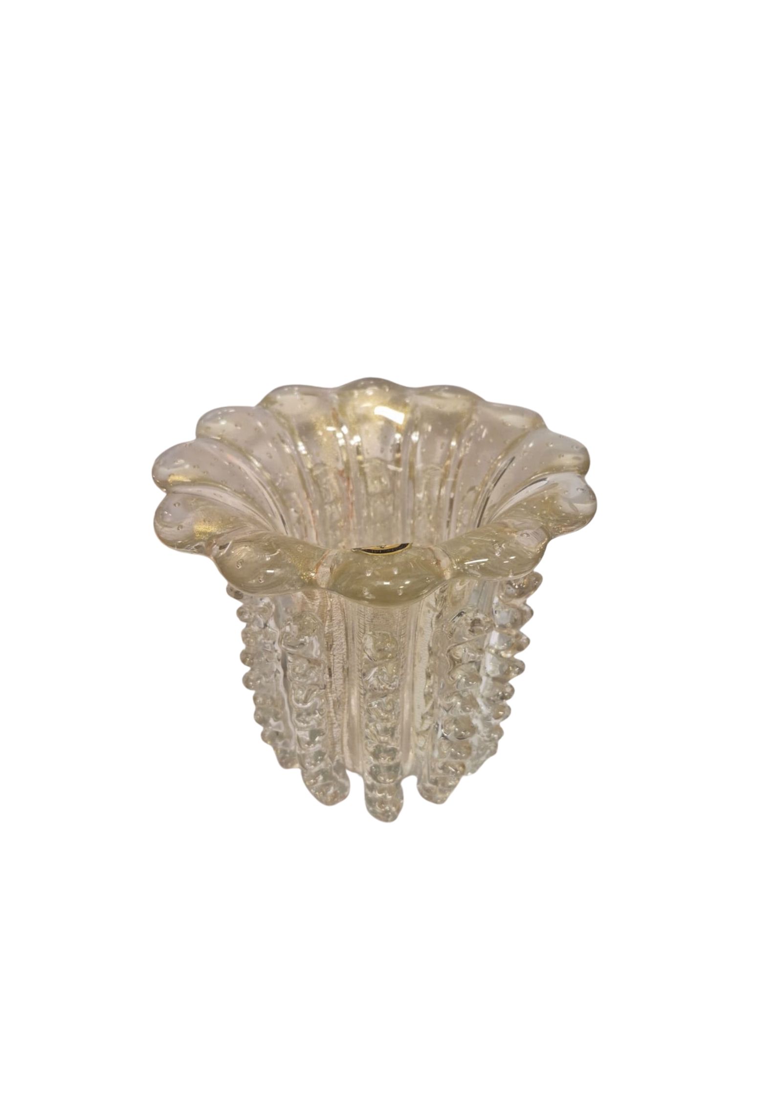 Vaso Decorativo em Murano Transparente com Ouro Pierre M