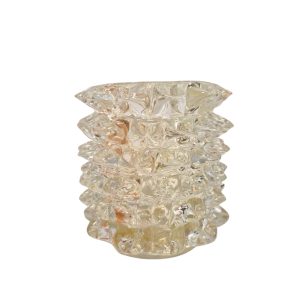 Vaso Decorativo Em Vidro Incolor Com Dourado